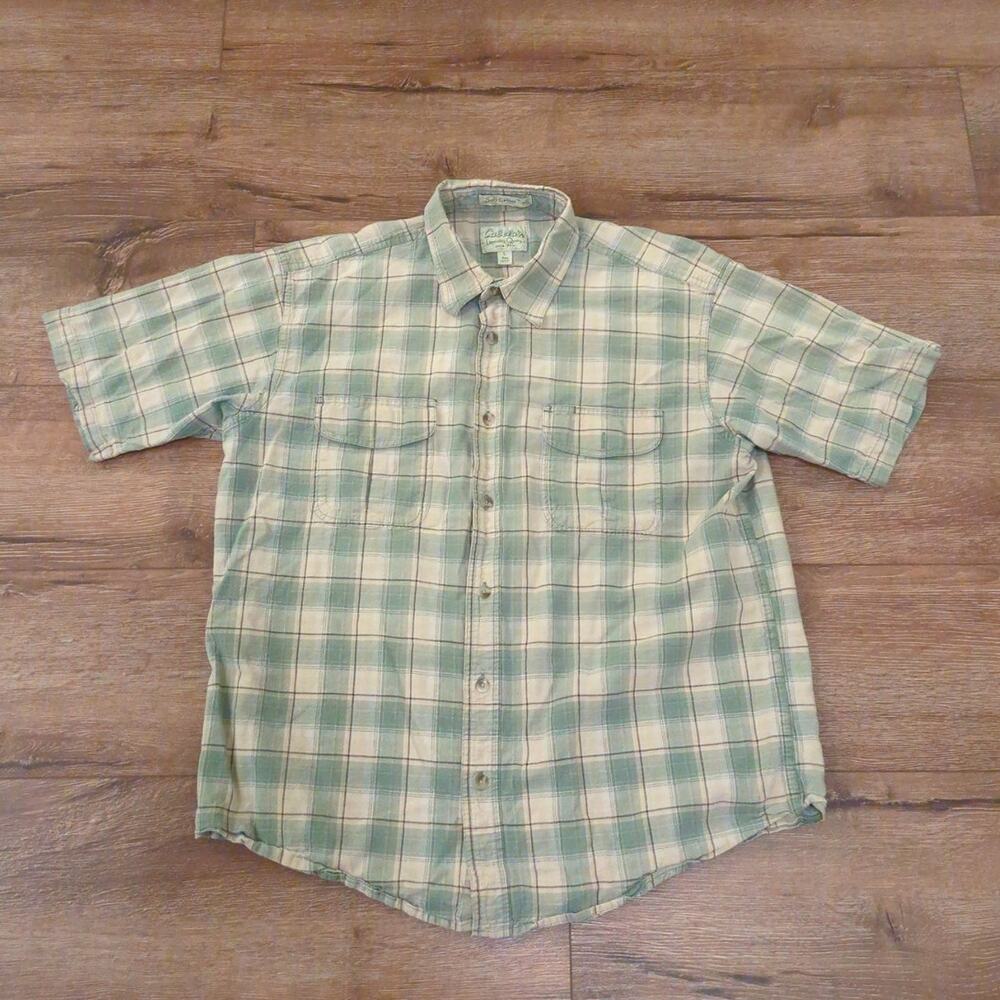 Cabela's Legendary Men Large Canvas Trail Plaid Button Up Shirt Hike Skate‎ Hunt